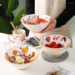 Bowls 8-inch Japanese Korean Hat Bowl Creative Ceramic Household Kitchen Tableware Instant Noodle Rice Soup Ramen