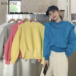 Womens Hoodies Sweatshirts Sweatshirts Women Crop Aesthetic Design Harajuku Korean Style Trendy Students Female Teens Clothing Half High Collar Ins 230207