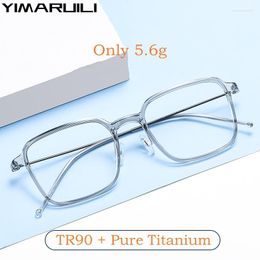 Sunglasses Frames YIMARUILI Ultra-light Flexible TR90 Pure Titanium Retro Square Transparent Optical Prescription Glasses Frame Men And