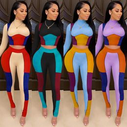 Women's Two Piece Pants Perl Stitching Sexy Tight Two-piece Outfit Patchwork Matching Set Spring Clothing For Girl Top Suit Stre