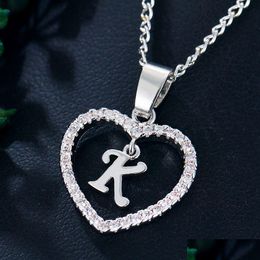 Pendant Necklaces Wholesale White Gold Plated Letter K Necklace 26 Letters Zircon Love Jewellery 18 Inches Chain Drop Delivery Dhgarden Dhhmq