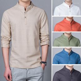 Men's T Shirts (M-5XL) Fashion Linen Shirt Long Sleeve Slim Fit Leisure - 7 Colors