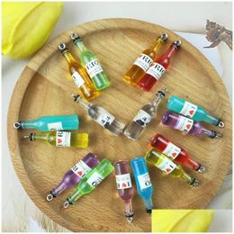 Charms 20Pcs Classics Simation Plastic Wine Bottle Pendant Cocktail Diy Earring Keychain Jewellery Making Accessory Drop Delivery Find Dh4Kj