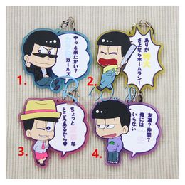 Keychains 1pcs Anime Keychain Kulcstarto Osomatsu-san ICH Choromatsu Jyushimatsu Conversation Rubber Portachiavi Keyring Osomatsu San