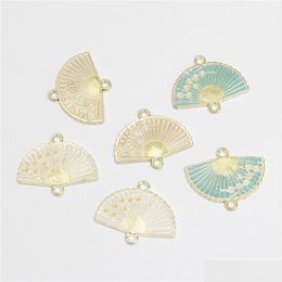 Charms 20Pcs/Lot Enamel Fan Flower Alloy Drop Oil Charm Pendant Bracelet Diy Crafting Jewellery Handicraft Accessories Delivery Findin Dhq5A