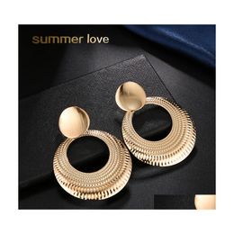 Hoop Huggie Large Bohemian Hollow Round Earrings For Women Weddings Party Retro Boho Jewelry Gold Alloy Drop Lady Gifts Delivery Dhxqw