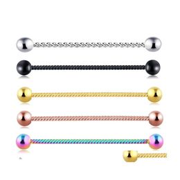 Plugs Tunnels 14G Stainless Steel Screw Industrial Barbell Earring Tragus Helix Piercing Cartilage Body Jewelry For Sexy Woman Man Dhahp