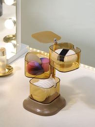 Storage Boxes 3/4 Layer Dust Proof Beauty Sponge Shelf Breathable Rotating Cosmetic Puff Box Hairpin Earring Rings