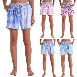 Women's Pants 30 Types Summer Women Shorts Elastic Waist Slant Pockets Yoga Floral Print Drawstring Surfing Pajamas Streetwear