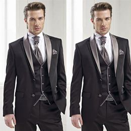 Men's Suits & Blazers Piece Black Men Silver Lapel Wedding Tuxedo Customised Fit Party Modern Fashion Coat Pant VestMen's