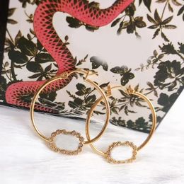 Have stamps Fashion Diamond Double G Alphabet Hoop Huggie Earrings 18K gold luxury designer earrings women's wedding party Jewellery