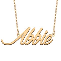 Abbie Name necklace Personalized for women letter font Tag Stainless Steel Gold and Silver Customized Nameplate Necklace Jewelry