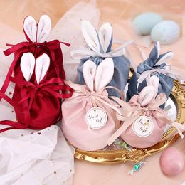 Gift Wrap 2023 Cute Ears Candy Bags Velvet Box Easter Chocolate Cookie Packaging Bag Wedding Birthday Party Jewelry Decor