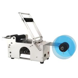 Semi-Automatic Round Bottle Labeling Machine Electric Pedal Manual Round Glass Plastic Juice Label Sticker Bottle Labeler