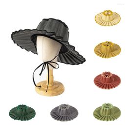 Wide Brim Hats 202303-hh6061-hh5200 Japan Fold Manual Paper Weaving Pleats Sunshade Child Mother Daughter Street Sun Cap Kids Leisure Hat