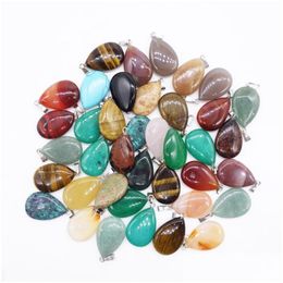 Pendant Necklaces Tiger Eye Mixed Colour Natural Stone Water Drop Rose Crystal Jewellery Accessories Manufacturer Wholesale Deli Dhgarden Dh3So