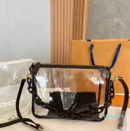 Designer Fashion Brand Customized Leather Women Bag Full Print Pattern Transparent and Exquisite Handbag One Shoulder Crossbody Bag Black 2023