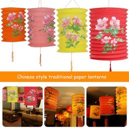 Other Event Party Supplies 12pcs Oriental Traditional Midautumn Festival Hanging Paper Lantern Folding Organ Design Chinese Style Decor 230206
