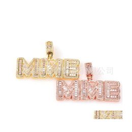 Pendant Necklaces Az Custom Mini Baguette Letters Necklace With Name Men Zircon Commission Gift Hip Hop Jewelry 669 Q2 Drop Delivery Dhlw3