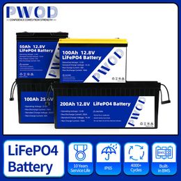 Grade A LiFePo4 Battery 12V 100Ah 200AH 24V Lithium Iron Phosphate Rechargeable Battery Bulit-in BMS For Kid Scooters Boat EV