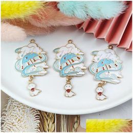 Charms 10Pcs Cartoon Sunny Doll Floating Waterdrop Enamel Drop Oil Alloy Pendants Dangle Diy Jewellery Earring Necklace Accessories De Dhnrs