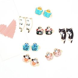 Charms 20Pcs/Lot Cartoon Animal Cat Enamel For Jewelry Making Cute Drop Earrings Pendants Necklaces Diy Keychain Crafts Supplies Del Dh4Tl