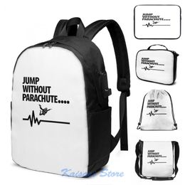 Backpack Jump Without Parachute Skydive & Gift USB Charge Men School Bags Women Bag Travel Laptop