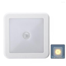 Night Lights Lamp PIR Motion Sensor Light Led Cabinet Bedroom Smart Wireless Stair Auto On Off Square Battery Powered