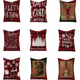 Pillow Christmas Series Cover 45x45CM Warm Red Santa Claus Printing Decorative Pillows Home Decor Bedroom Sofa Bed