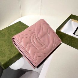 Luxury Brand Designer Wallet Card pack New Women's Sheepskin Short Cute Pink Embroidery Multi-card Large Capacity Zero Certificate Storage Bag Factory Direct Sale