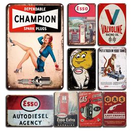 Extra Motor Oil Metal Tin Sign Vintage Champion Spark Plug Tin Plate Sign Retro Gas Station Decor Personalised Metal Plaque Size 30X20cm w01