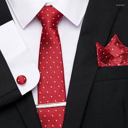 Bow Ties Necktie Pocket Square Cufflinks Tie Clips Set Men's Classic 7.5CM Silk Floral Neckties Handkerchief Lot For Wedding