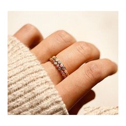 Band Rings Bohemian Rainbow Evil Eye Rhinestone Filled Gold Women Vintage Ladies Midi Kunle Finger Ring Jewelry Christmas 35 Drop Del Dh5T1