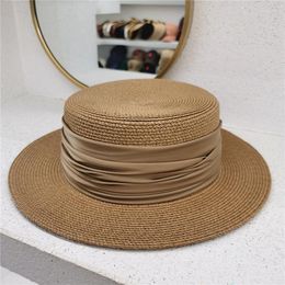 Wide Brim Hats For Women Summer Beach Outing Luxury Straw Hat Sunhat Visor Panama Elegant Fashion Designer Cap