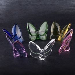 Other Festive Party Supplies Coloured Glaze Crystal Butterfly Ornaments Home Decoration Crafts Holiday Gifts 230206