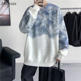 Men's Sweaters Sweater Pullovers Men Print Design Trendy Korean Style Casual Loose Retro Students All-match Spring Knitted BasicMen's