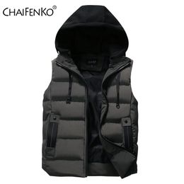 Men s Vests CHAIFENKO Jacket Winter Waterproof Warm Sleeveless Fashion Hooded Casual Autumn Thicken Waistcoat 230207