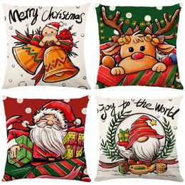 Pillow Christmas Style Series Flax Cover 45x45CM Print Decorative Pillows Home Decor Bedroom Sofa Bed Chair Pillowcas