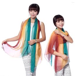 Scarves Silk Chiffon Scarf Women Plain Colour Cute Small Size Wrap 50X140cm Handmade Painting Gradual Thin