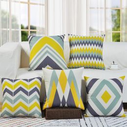 Pillow Nordic Style Cover Simple Yellow Blue Grey Striped Decorative Pillows Home El Car Decor Sofa Chair Seat Pillowcase