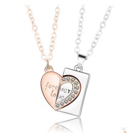 Pendant Necklaces Minority Design Valentines Day Gift Letter Love Splicing Necklace Peach Heart A Couple Drop Delivery Jewelr Dhgarden Dhrcj