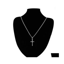 Pendant Necklaces 18K Gold Sier Mens Cross Necklace Charm Jesus Fashion Hip Hop Jewellery Steel Chain Trendy For Men Drop Delivery Pend Dhill