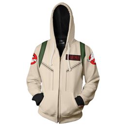 Men's Hoodies Sweatshirts Movie Ghost Cosplay Busters Hoodie 3D Printed Zip Up Fashion Coat Adult Plus Size 230206