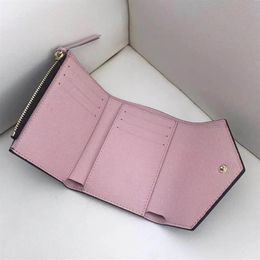 Whole original box real leather multicolor date code short wallet Card holder women man classic zipper pocket Victorine325E