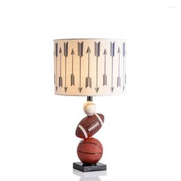 Table Lamps American Resin Marble Basketball Nordic Bedroom Bedside Lamp Children's Room Football Fabric Study Decor Desk Lights