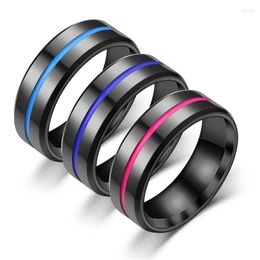 Wedding Rings Titanium Matte Black Men's Ring Blue Purple. Red / Tri Colour String Band Union Jewellery 8mm