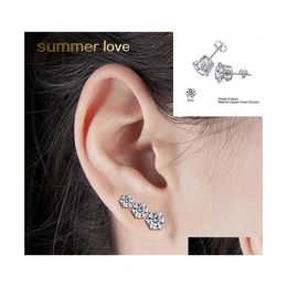 Stud Fashion Copper Zircon Stone Earring Flowers Shape Microinlaid Rhinestone Piercing Earrings For Women Jewelry Drop Delivery Dhyph