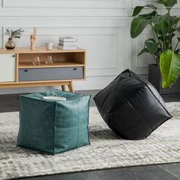 Pillow Vintage Style Handmade PU Leather Morocco Pouffe Decoration Seat Without Core In Artificial Fur. Removable Case