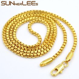 Chains Fashion Jewellery Gold Colour Necklace 2.5mm Box Link Chain For Mens Womens C57 N