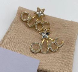 Fashion letter gold Charm earrings aretes for women party wedding lovers gift Jewellery engagement with box